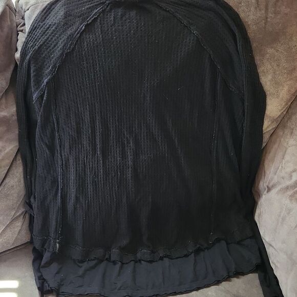 Free People Xs Top We The Free Thermal Black V-Neck Women's Top - Picture 5 of 6